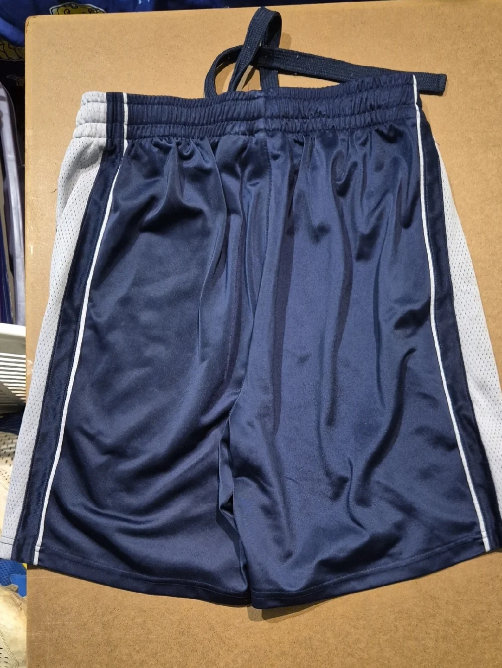 Athletic Works Navy and White Athletic Shorts with Mesh Side Panels